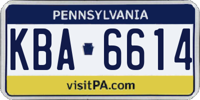 PA license plate KBA6614