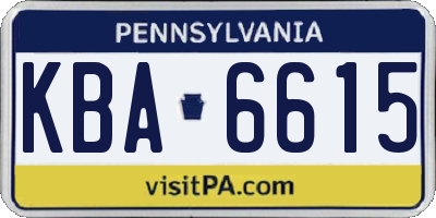 PA license plate KBA6615