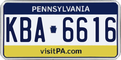PA license plate KBA6616