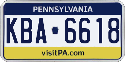 PA license plate KBA6618