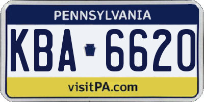 PA license plate KBA6620