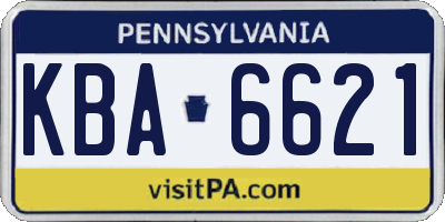 PA license plate KBA6621