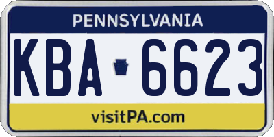 PA license plate KBA6623