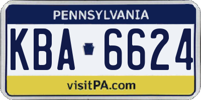 PA license plate KBA6624