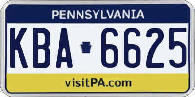 PA license plate KBA6625