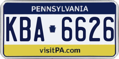PA license plate KBA6626