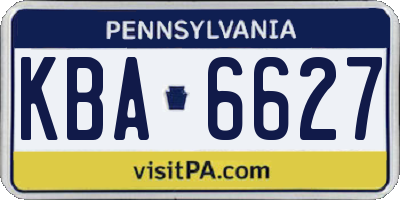 PA license plate KBA6627