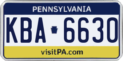 PA license plate KBA6630