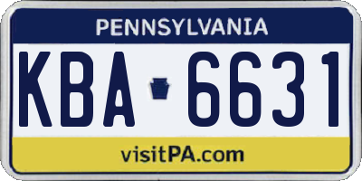 PA license plate KBA6631