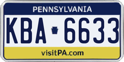 PA license plate KBA6633