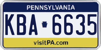 PA license plate KBA6635