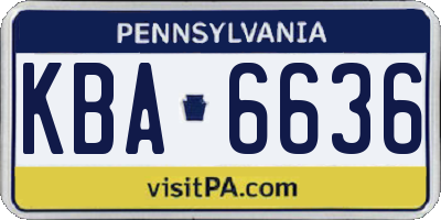 PA license plate KBA6636