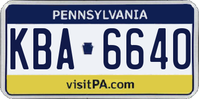 PA license plate KBA6640