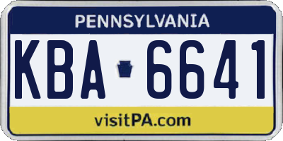 PA license plate KBA6641