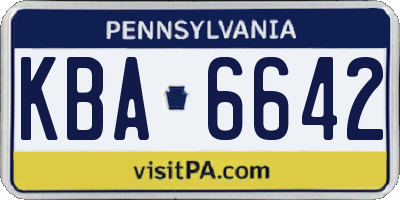 PA license plate KBA6642