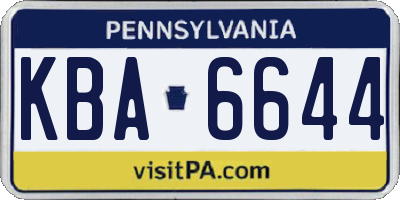 PA license plate KBA6644