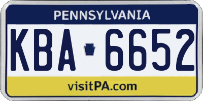 PA license plate KBA6652