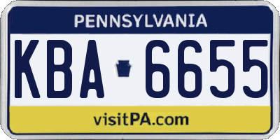 PA license plate KBA6655