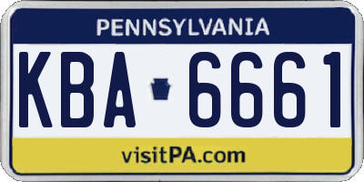 PA license plate KBA6661