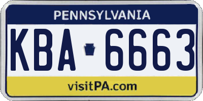 PA license plate KBA6663