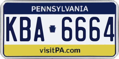 PA license plate KBA6664