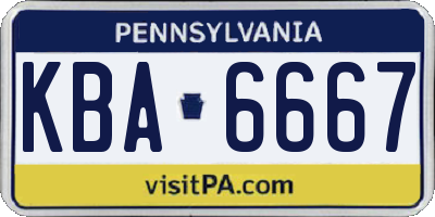 PA license plate KBA6667