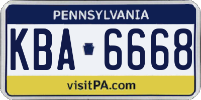 PA license plate KBA6668