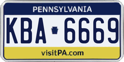PA license plate KBA6669