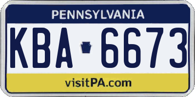 PA license plate KBA6673