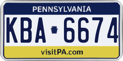 PA license plate KBA6674