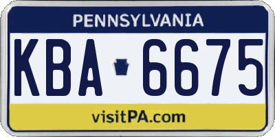 PA license plate KBA6675