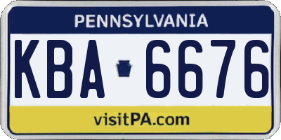 PA license plate KBA6676