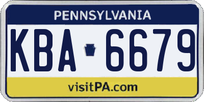 PA license plate KBA6679