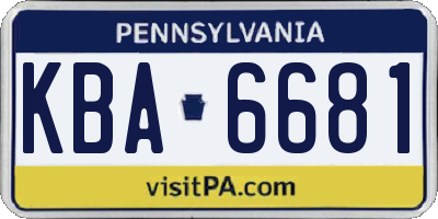 PA license plate KBA6681