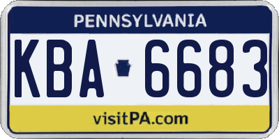 PA license plate KBA6683