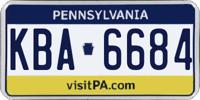 PA license plate KBA6684