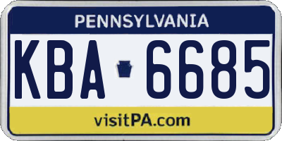 PA license plate KBA6685