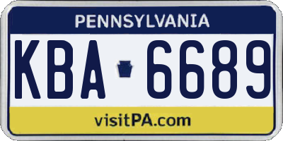 PA license plate KBA6689