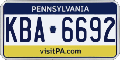 PA license plate KBA6692