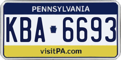 PA license plate KBA6693