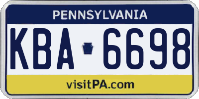 PA license plate KBA6698