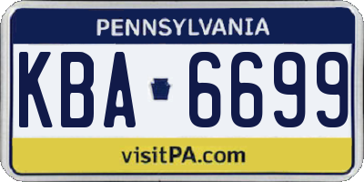 PA license plate KBA6699