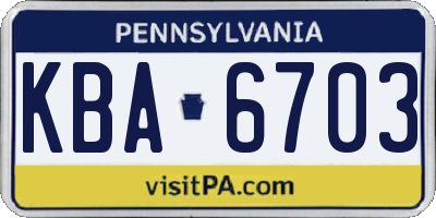 PA license plate KBA6703