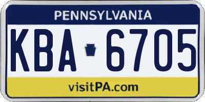 PA license plate KBA6705