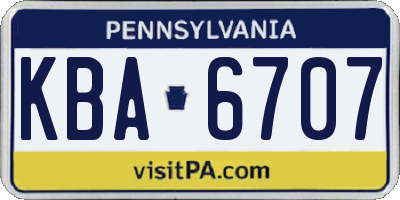PA license plate KBA6707