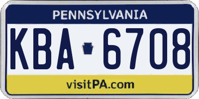 PA license plate KBA6708