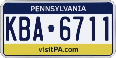 PA license plate KBA6711