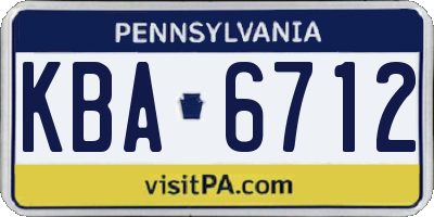 PA license plate KBA6712