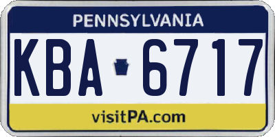 PA license plate KBA6717