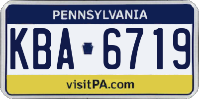 PA license plate KBA6719
